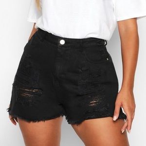 Boohoo Plus Distressed Denim Shorts